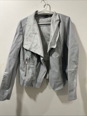 bagatelle Light Gray Draped Faux-Leather Jacket